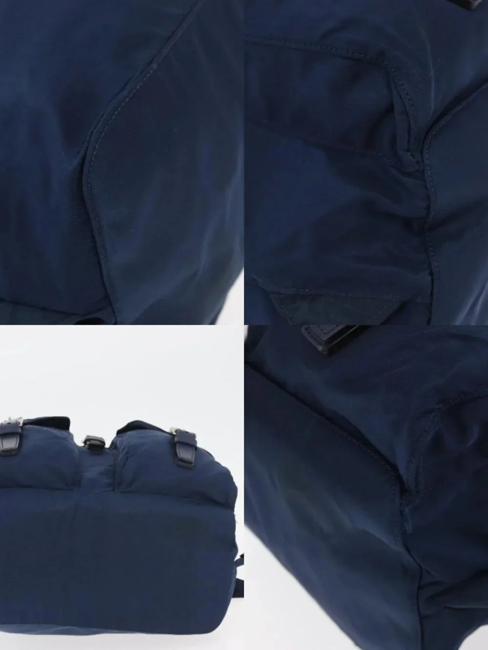 PRADA Backpack Nylon Navy Silver Auth yk20267